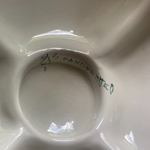 VTG Hand Painted Italy Rustic Fruits 5 compartment ceramic serving platter mcm - Picture 9 of 12